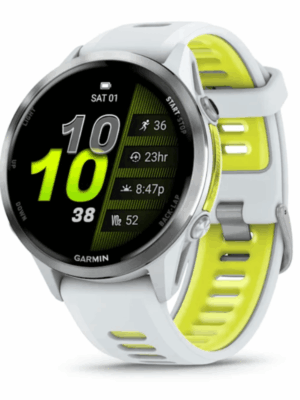 Relógio Garmin Forerunner 970 pulseira amarela translúcida marfim