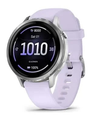 Relógio Garmin Venu 4 Pulseira de silicone prata com lavanda 41MM
