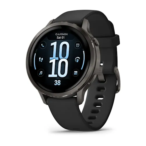 Relógio Garmin Venu 4 Ardósia com pulseira de silicone preta 41MM