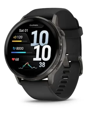 Relógio Garmin Venu 4 Ardósia com pulseira de silicone preta 45MM