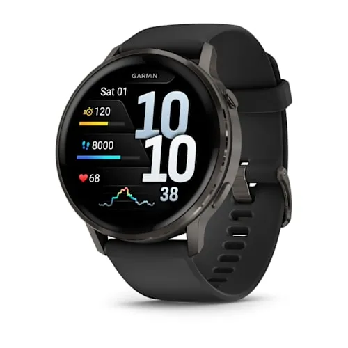 Relógio Garmin Venu 4 Ardósia com pulseira de silicone preta 45MM