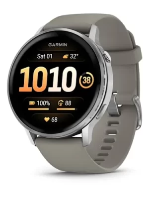 Relógio Garmin Venu 4 Prata com pulseira de silicone cinza 45MM